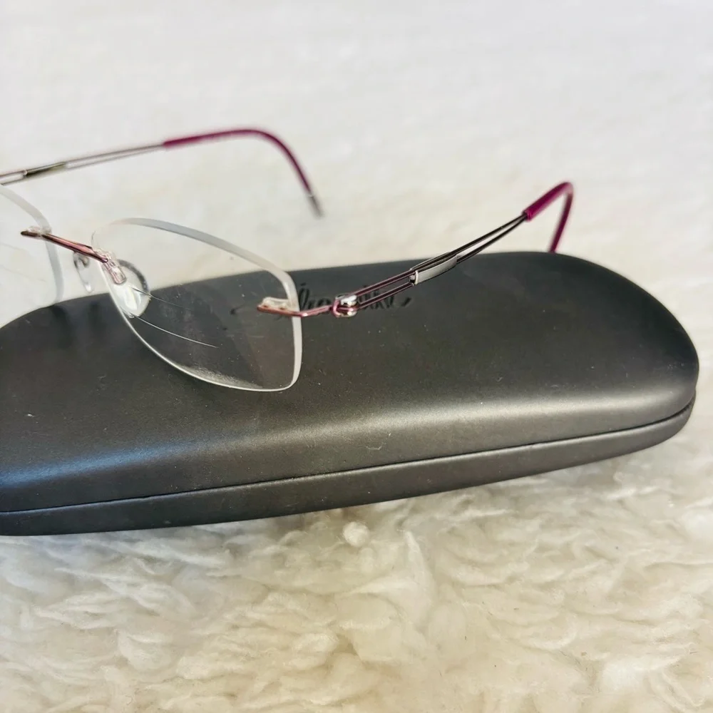 Silhouette Rimless Rose Gold/Burgundy 4299 40 6053 Eyeglasses Frame w/ Case